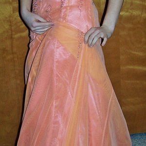 Peach Orange prom gown by Beads sz 4